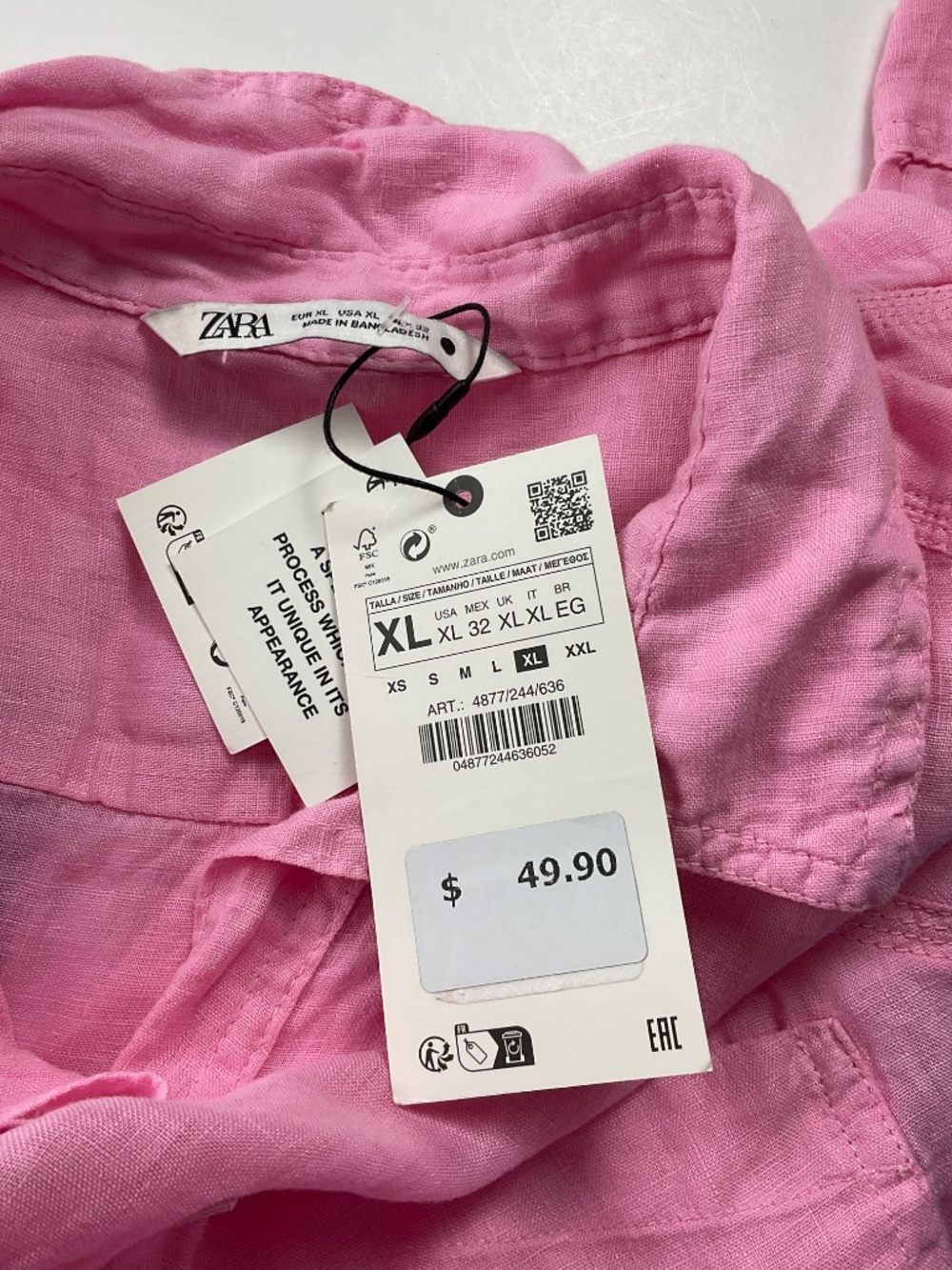 ZARA 100% Linen Shirt NWT - Picture 5 of 6